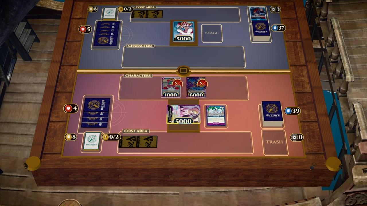 Your 2nd turn: Sugar first, then DON!! -1, and the 6000 Blocker Law for 2 less, with its DON!! back.
