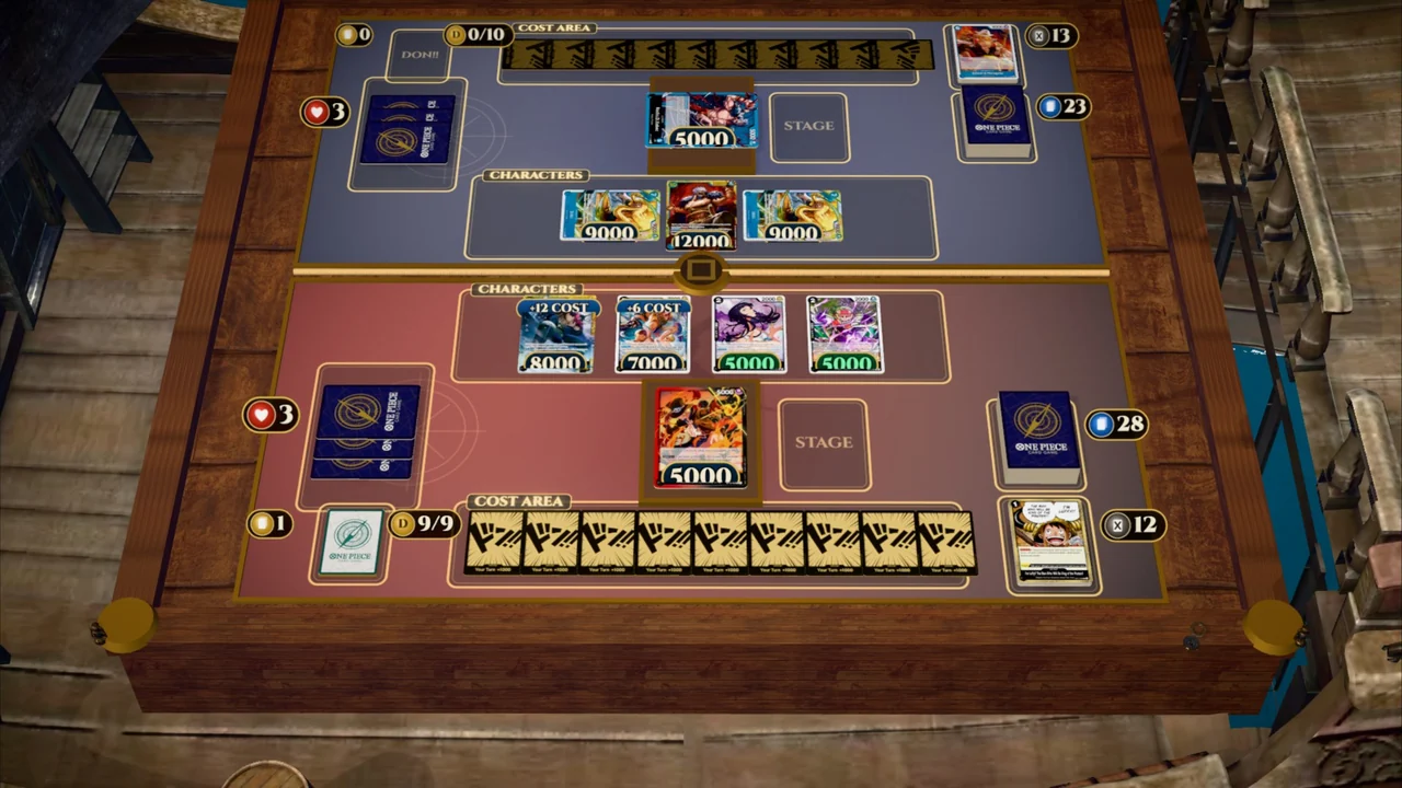 Against Xebec: Sabo's board after Xebec's 10 DON!! turn, Loki still standing.