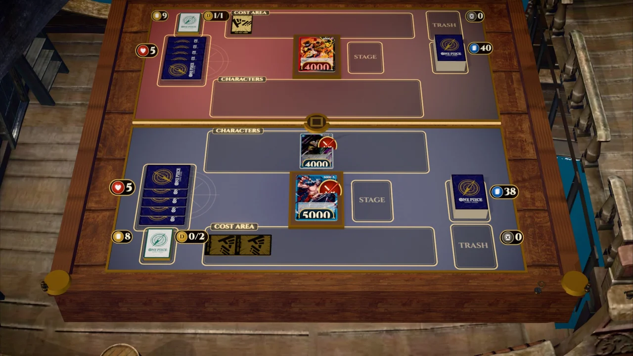 Going 2nd, 2 DON!!: Kyo, which draws a card.